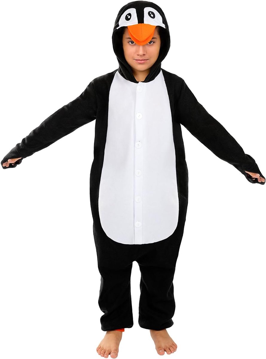 | Onesie pinguin kostuum voor meisjes en jongens Dieren, Zuidpool - Kostuum voor Kinderen, Accessoire verkleedkleding en rekwisieten voor Halloween, carnaval & feesten - Zwart