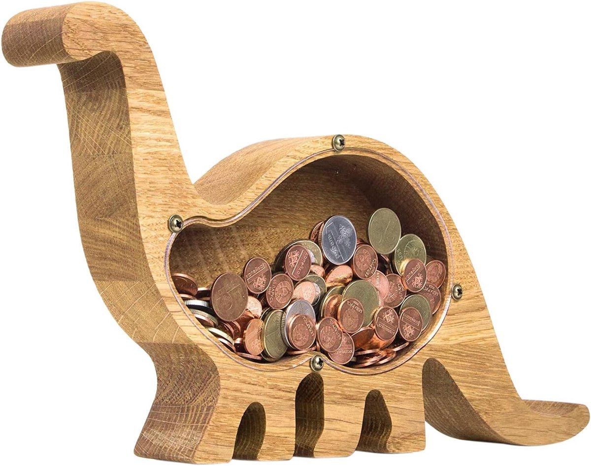 Spaarpot Draak met lange nek, gepersonaliseerde houten spaarpot voor kinderen, afneembare spaarpot voor kinderen, meisjes en jongens