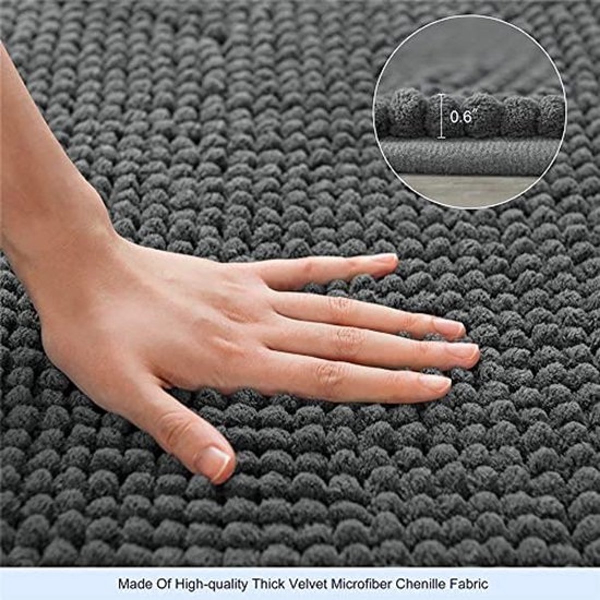 Antislip Badmat 40 x 60 cm - Zachte en Pluizige Chenille Douchemat voor Badkamer