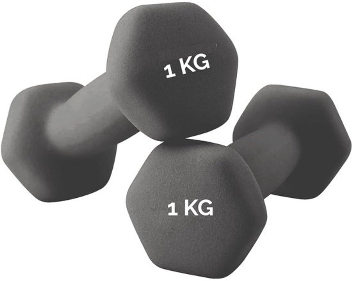 Zeshoekige neopreen gewichten - 1 paar (2 x 1 kg) voor effectieve trainingen