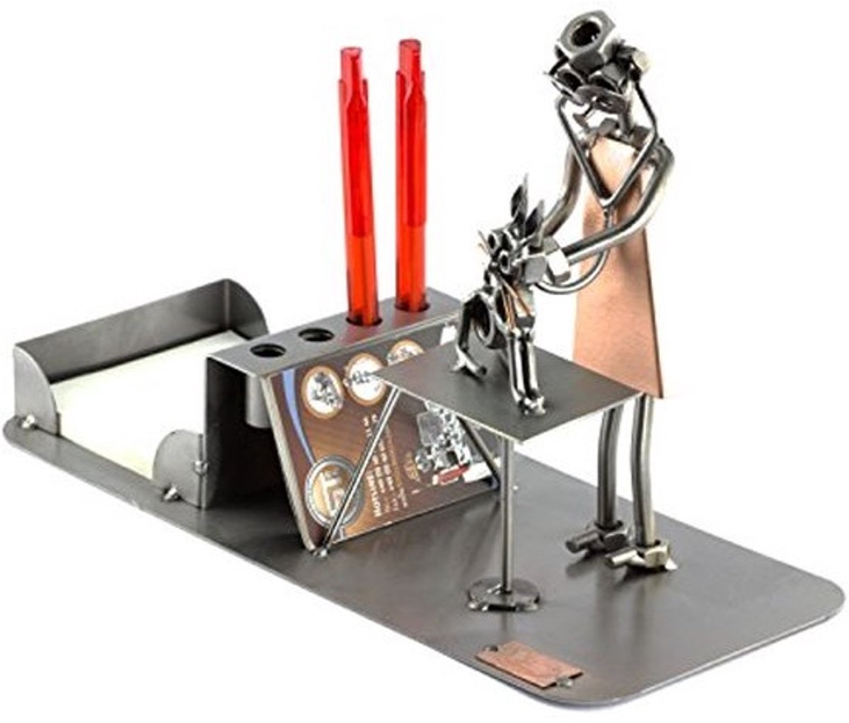 Schroef mannetje dierenarts bureau organizer - handwerk cadeau-idee - stalen en metalen figuur