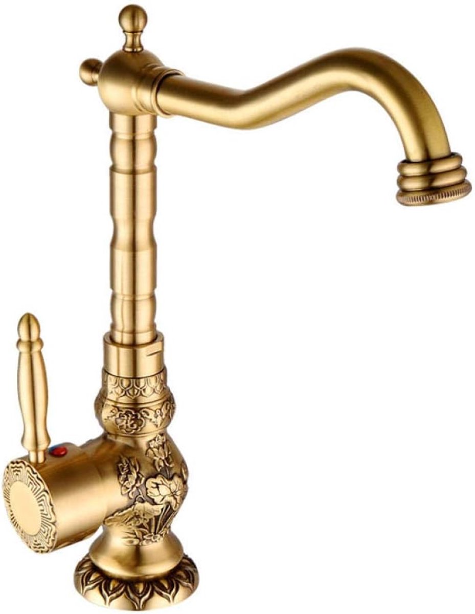 Kraan Gesneden wastafel warm en koud water kraan wastafel enkele handgreep enkel gat verhoogde messing wartel