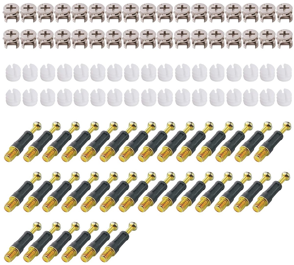 Excentrische Nok Ø11,8mm en Bouten Passende Pluggen M6x36mm met Voorgeplaatste Moeren M6 voor Flat Pack Meubelkast Vergrendeling Verbindend Zwart (34 set)