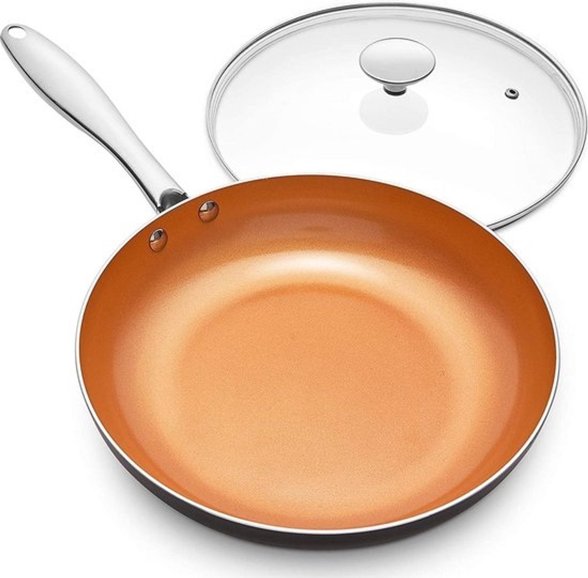 Antiaanbak Koekenpan met Deksel - 20 cm Keramische Titanium Coating