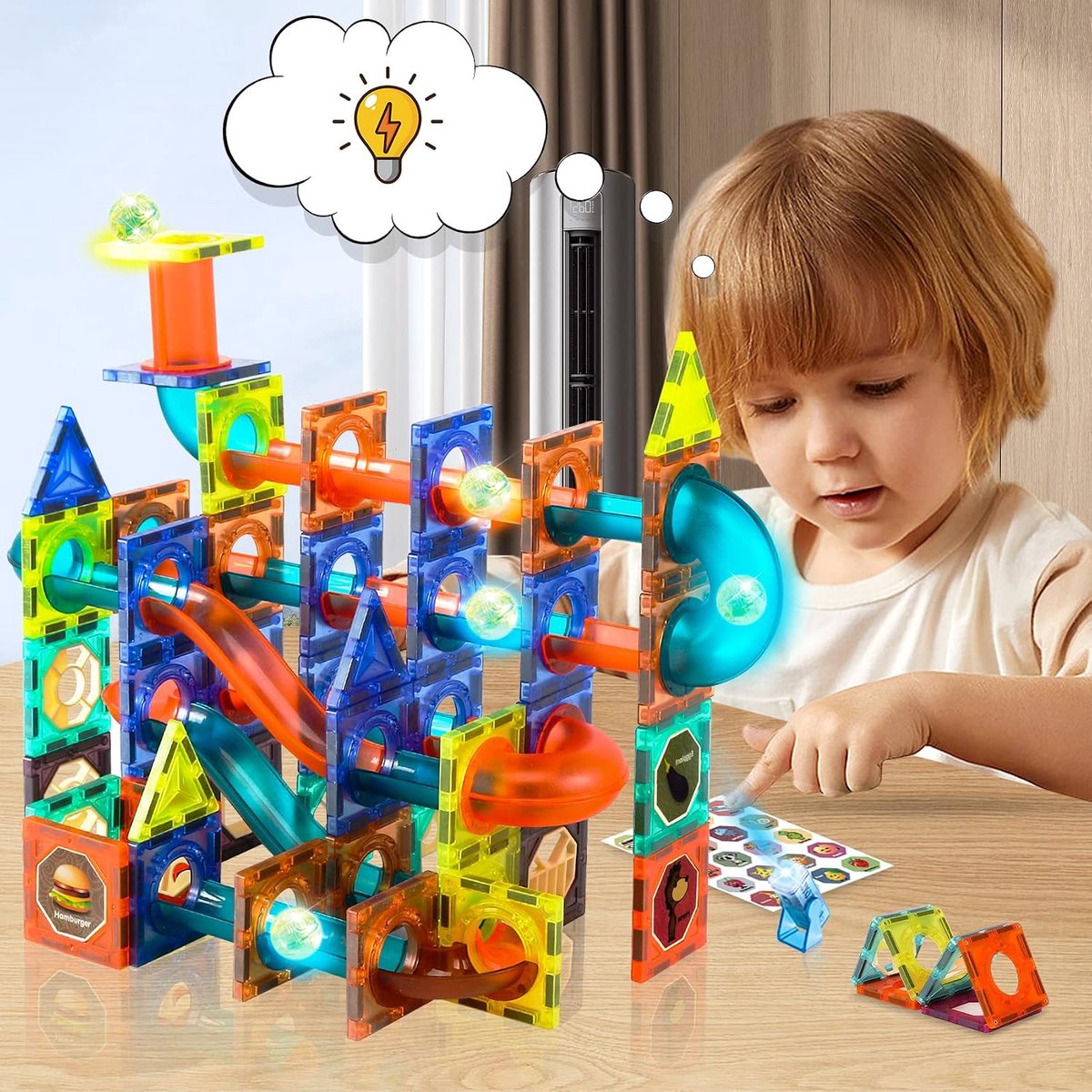 Magnetische Bouwen Bouwstenen, 110 Stuks Magnetisch Bouwspeelgoed kinderen STEM Magneet Tegels 3D Educatief Magneten Bouwblokken Speelgoed Set Cadeau voor 3-12 Jaar Jongens en Meisjes