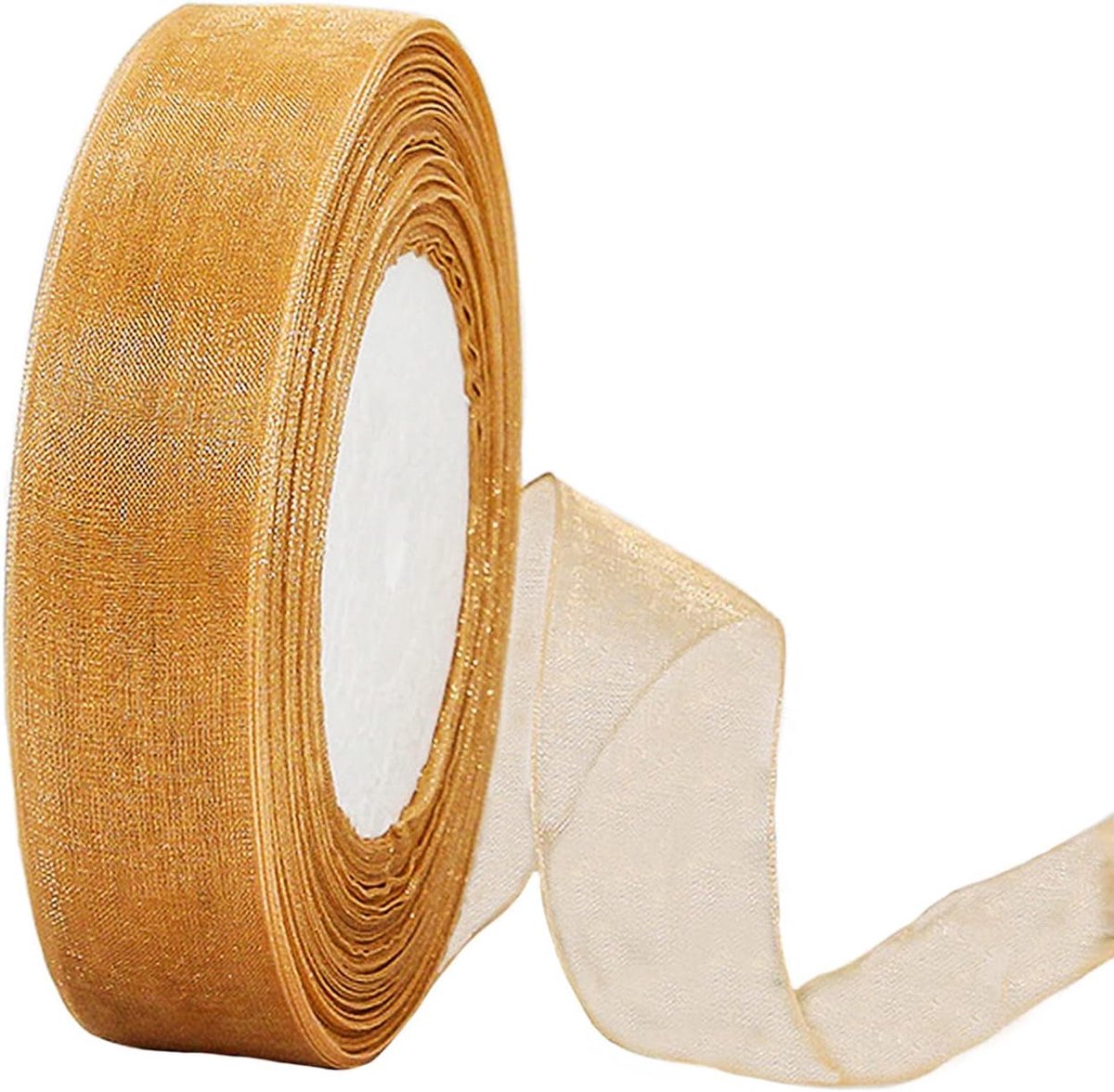 45 m rol organzaband Khaki 20 mm breed Chiffo cadeaulint, transparant organza banden chiffonband lint decoratie cadeauverpakking deco band tuleband voor Kerstmis huwelijk doop verjaardag