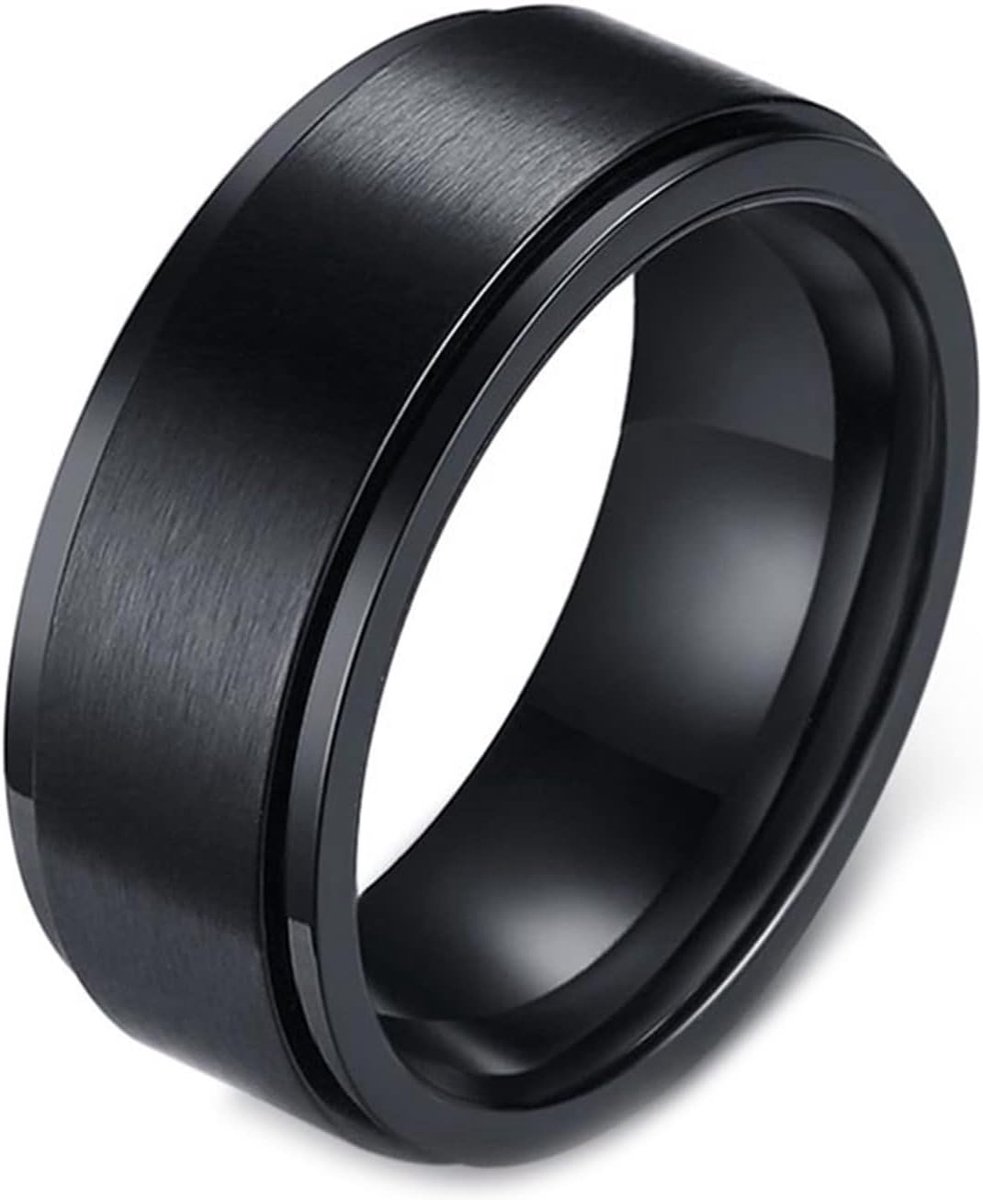 8 mm, draaibare ring, mat, zilver/zwart/goud, roestvrij staal, anti-stress ring, roestvrij staal