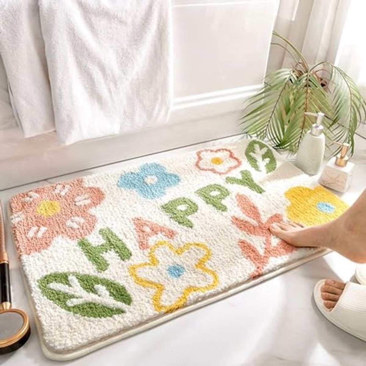 Antislip Shaggy Badkamertapijt - Machinewasbaar en Zacht - 50 x 80 cm