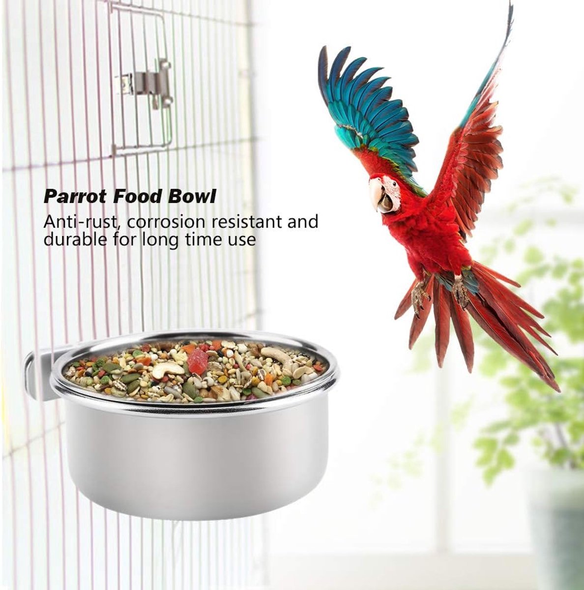 Opknoping Water Voedsel Feeder Papegaai Voeden Kom Vogels Drinken Cup (S)