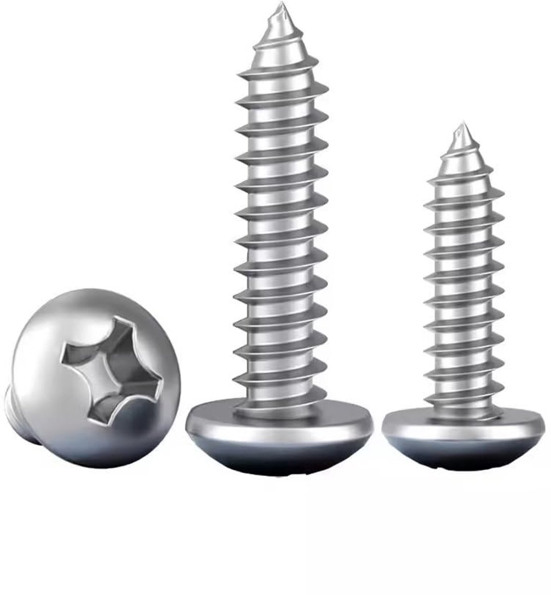 Plaatschroeven roestvrij staal zelftappende schroeven kruis ronde kop houtschroeven M1,4 x 8 mm (100 stuks)