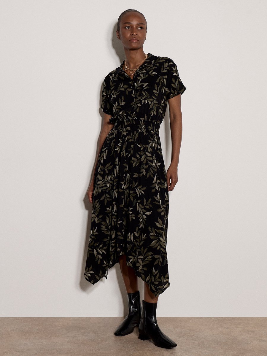Midi-jurk met bladprint