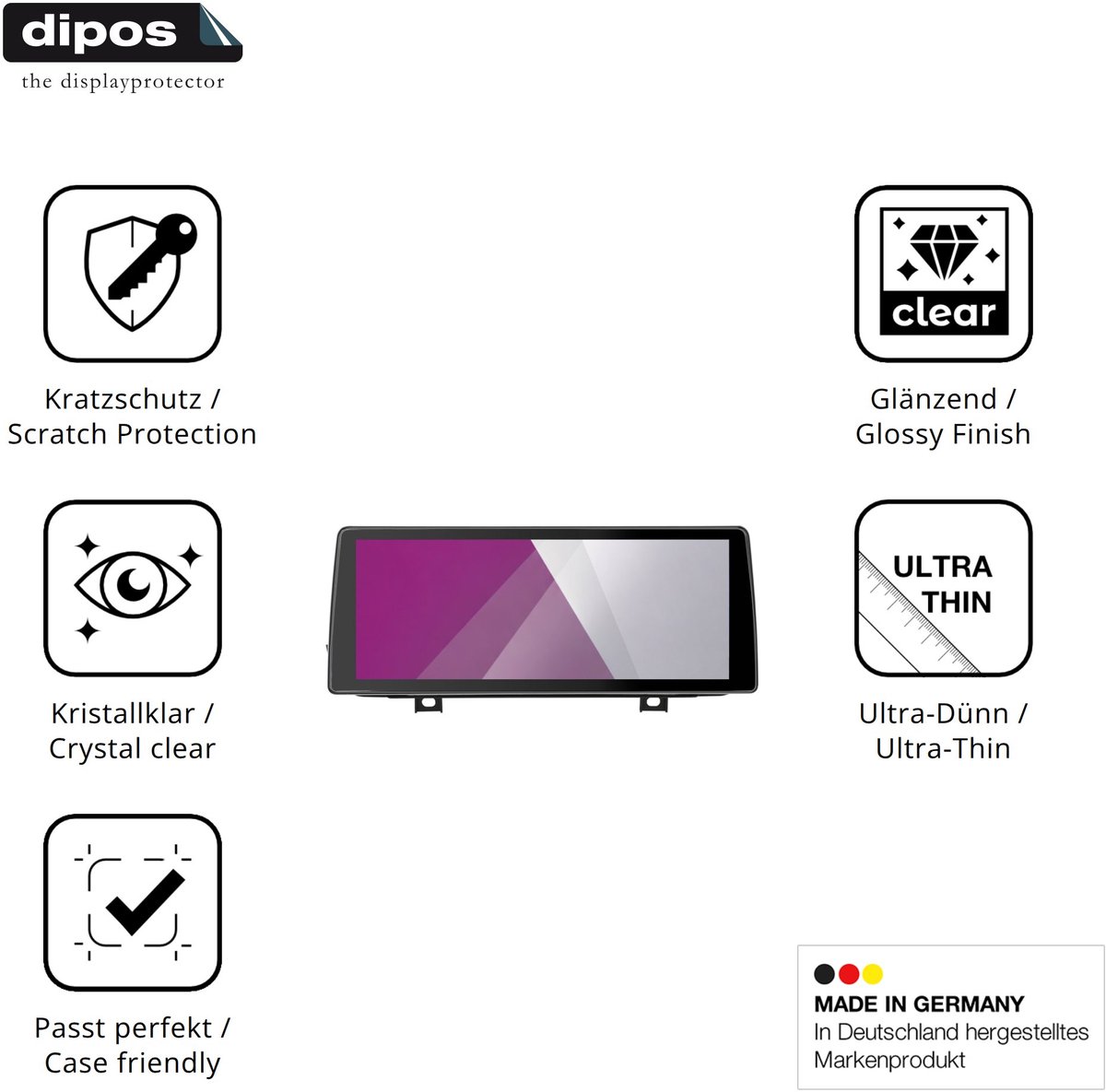 dipos – 2x Beschermfolie geschikt voor Erisin ES3922N | Krasbestendige & heldere Screenprotector Ultra-Thin