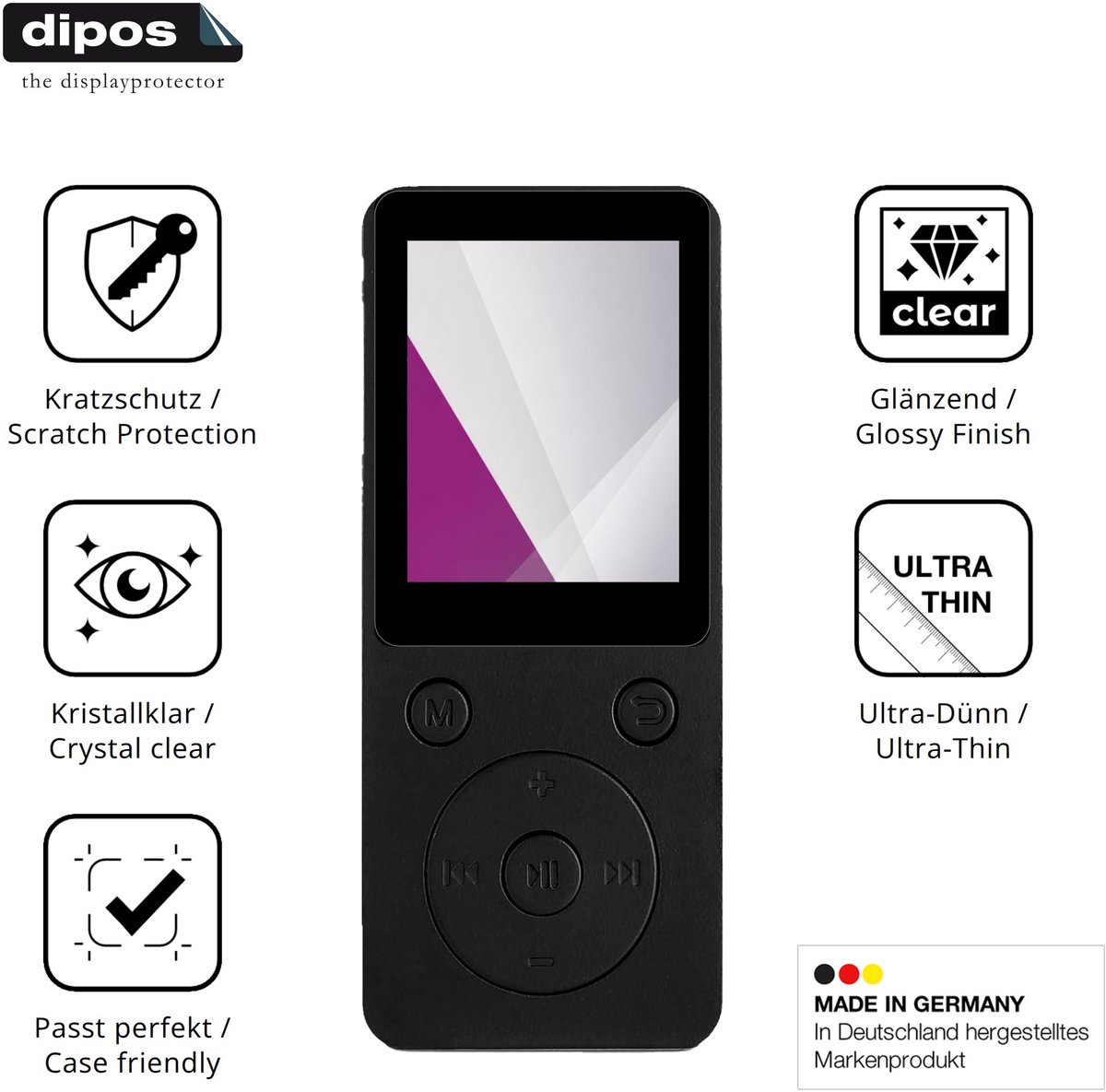 dipos – 4x Beschermfolie geschikt voor Waufoae WDY-MP3-MXWf | Krasbestendige & heldere Screenprotector Ultra-Thin