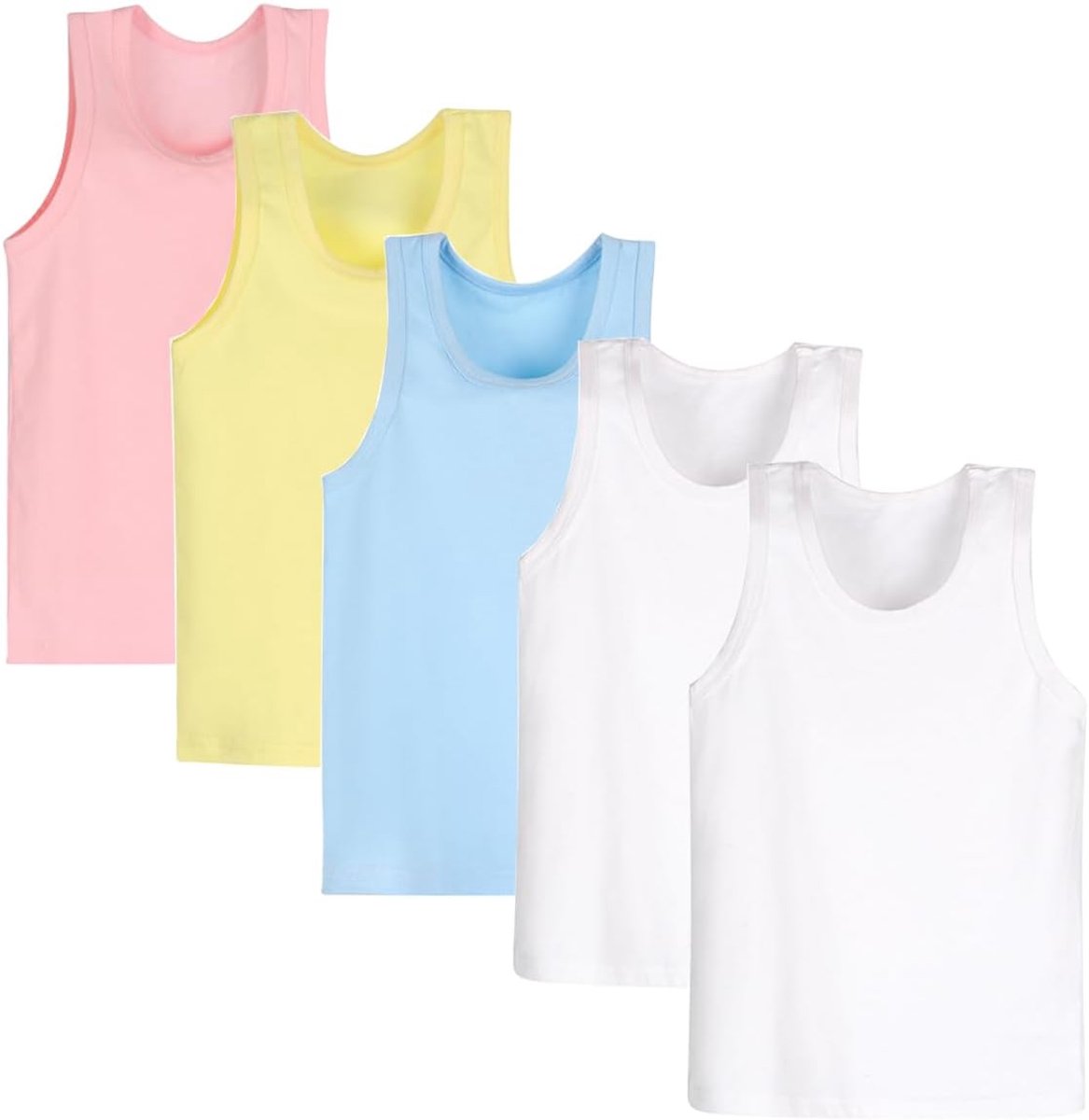 Set van 5 cami-vesten voor meisjes, zachte, mouwloze kinderonderhemden, eenkleurige tanktops voor peuters, racerback-balt, danskleding