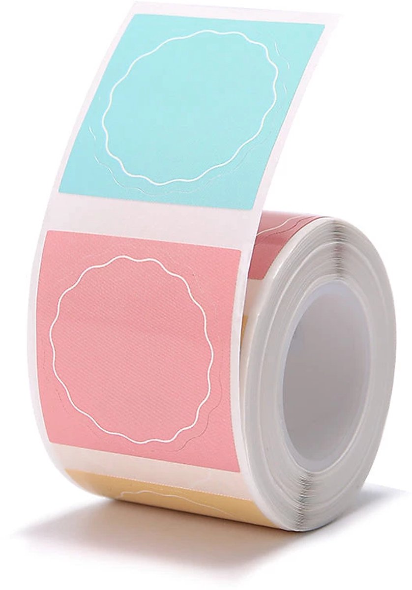 Niimbot labelprinterrol B21/B1/K3/B3S - 34x34mm - 200 vellen - Rond Golvend - Roze Geel Blauw