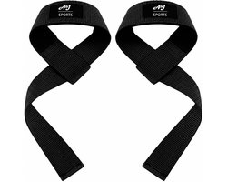 AJ-Sports Lifting straps - Wrist wraps - Straps fitness - Lifting grips - Deadlift straps - 2 stuks - Fitness - Krachttraining - Zwart