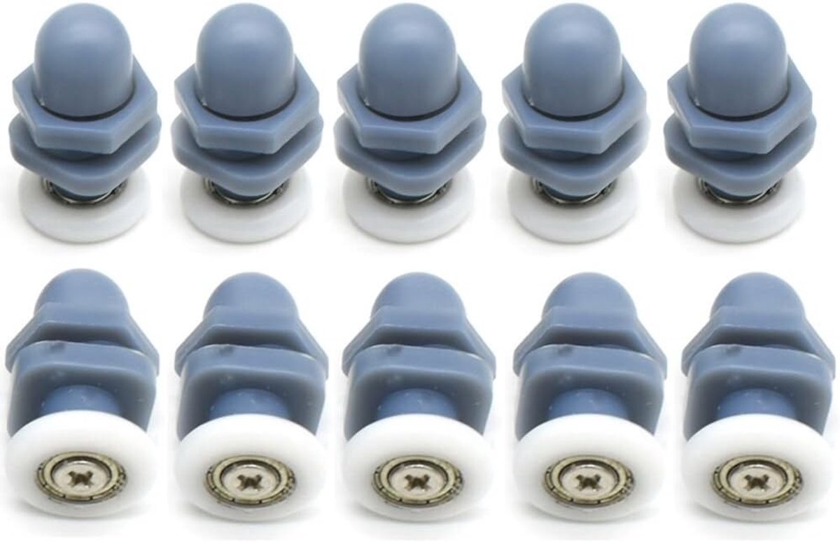 Douchedeur scharnier - Nylon en Stalen Rollen - 20 mm Diameter - Set van 10 Stuks - Voor Glazen Douchedeuren