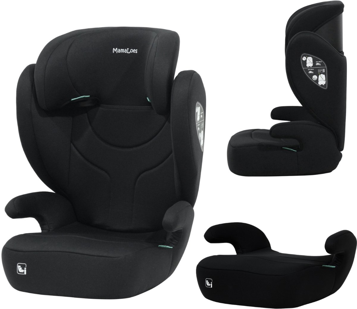 MamaLoes Rio Zwart Isofix 100-150 cm i-Size Autostoel