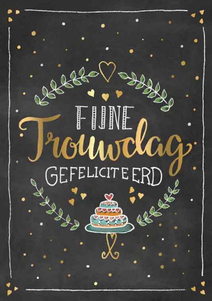 Luxe Wenskaart Huwelijk - Wenskaarten - Huwelijkskaart - Trouwen - Fijne Trouwdag Gefeliciteerd - Serie Sketch'd - Artige - Kaart - 1 Stuks - In Folie - Gratis Verzonden - Hoge Afnamekortingen - 12x17cm