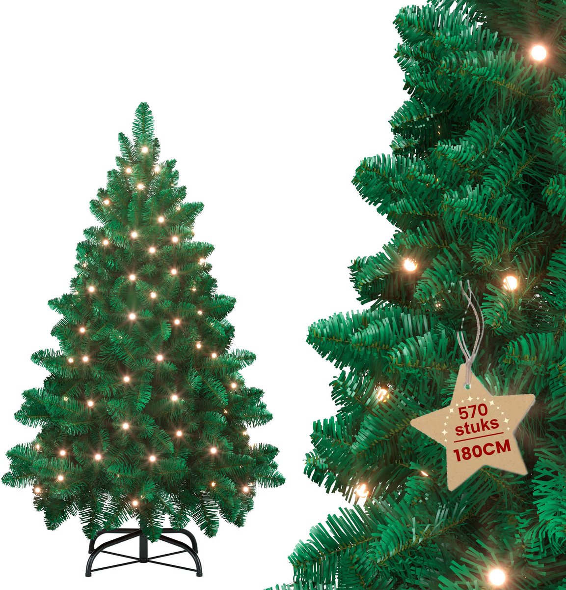 LED Kerstboom 180cm Met Warmwitte Lampjes 8 Lichtmodi Automatisch Opvouwbaar IP44 Binnen Kerstdecoratie Met Standaard