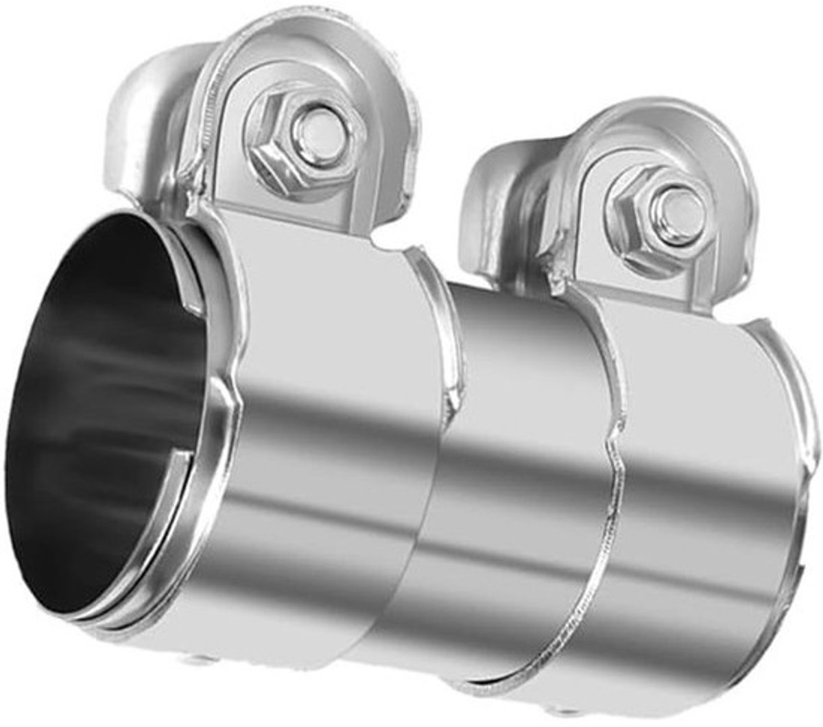 Dubbele Uitlaatklem, Universele Pijpverbinder, 55 mm Diameter, 125 mm Lengte, Voor Uitlaatsystemen en Pijpen