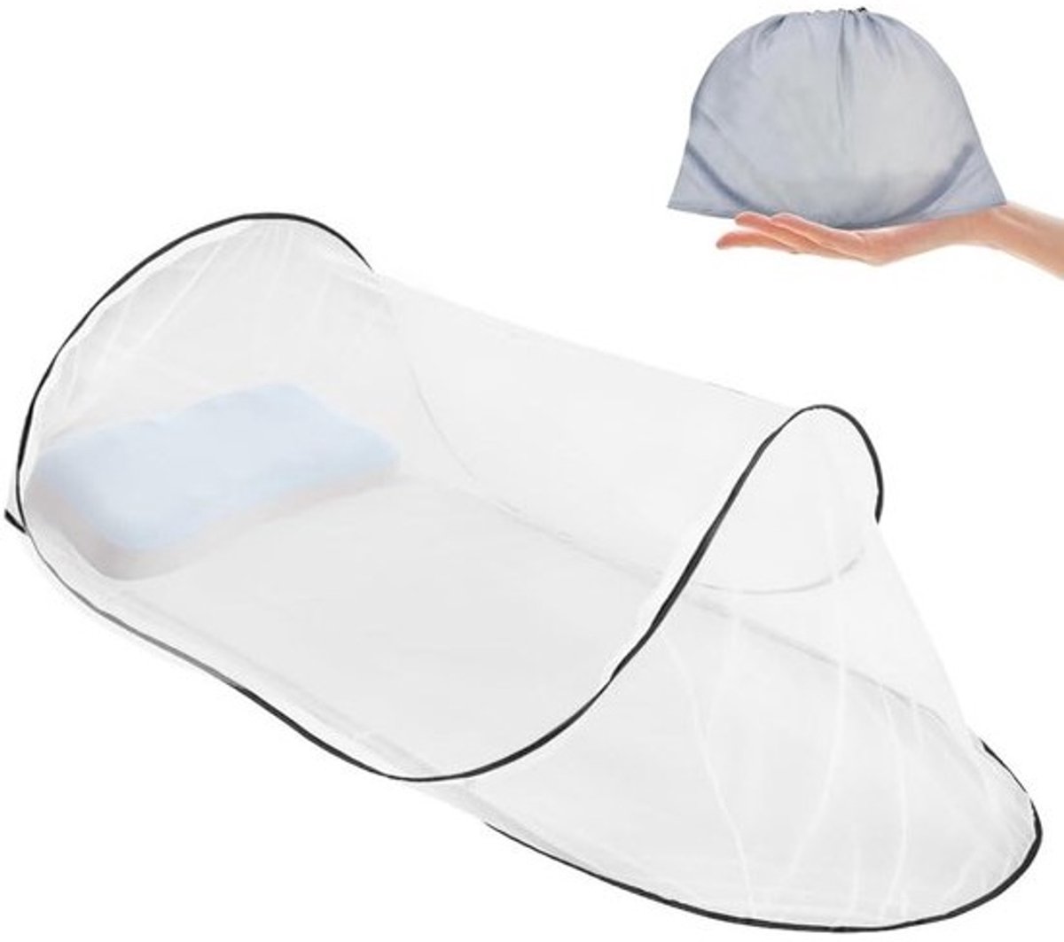 Pop-up muggennet voor reizen - Opvouwbaar insectennet voor éénpersoonsbed, 200 x 80 x 56 cm