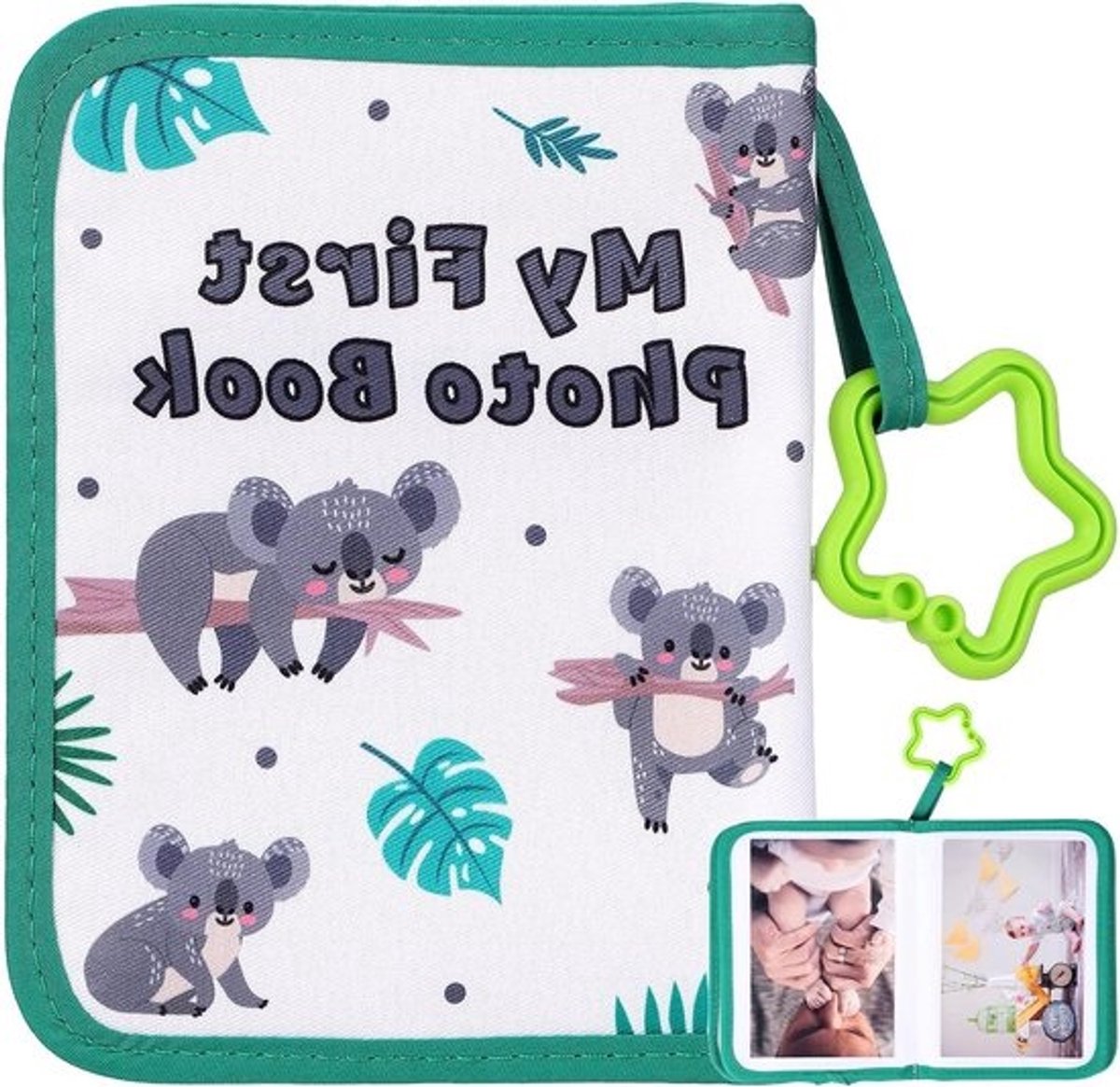 Zacht babyfotoalbum - Mijn eerste fotoboek - groen - voor pasgeborenen