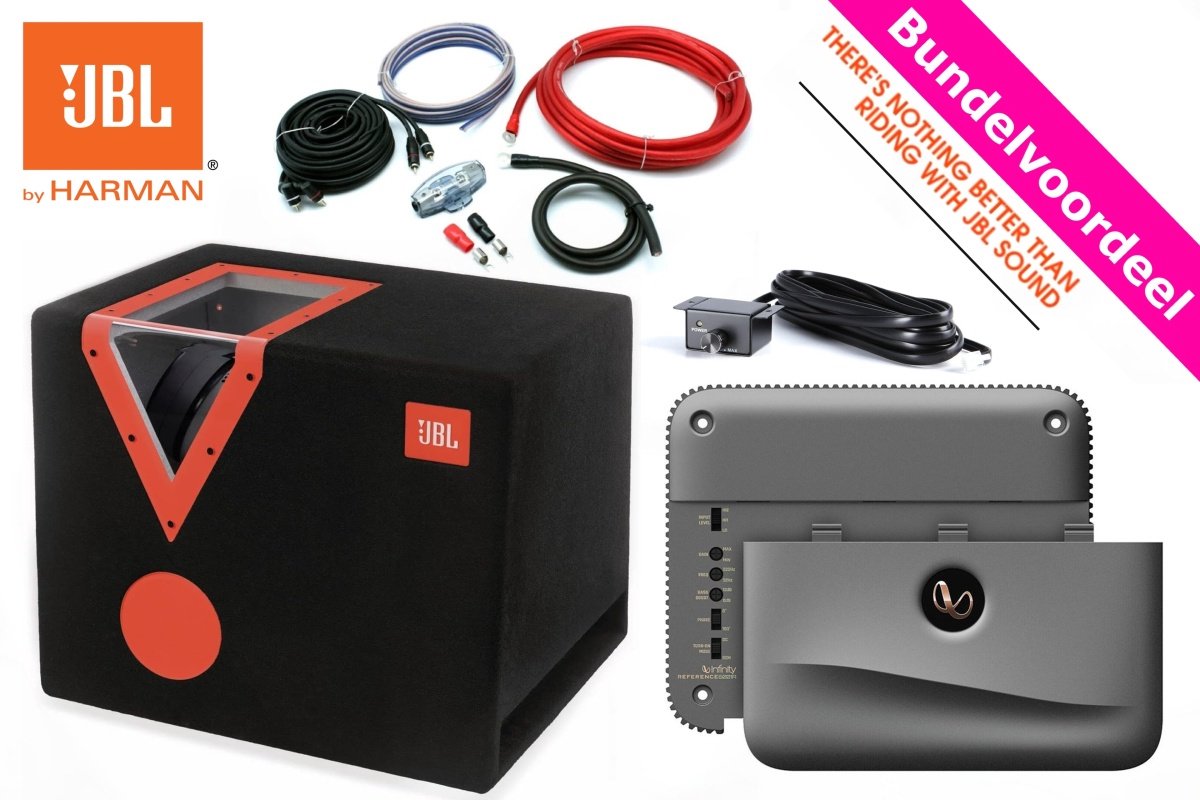 Zware JBL Subwoofer met LED + Monoblock + Kabelset
