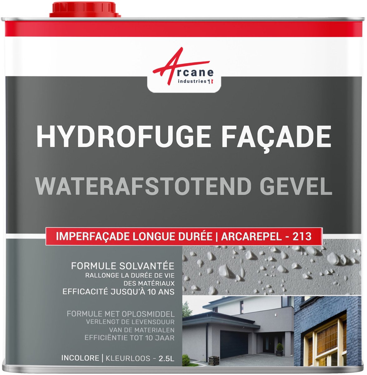 Oplosmiddelgedragen waterdichte stof voor gevelmuur pleisterwerk bakstenen en stucwerk: ARCAREPEL - 213