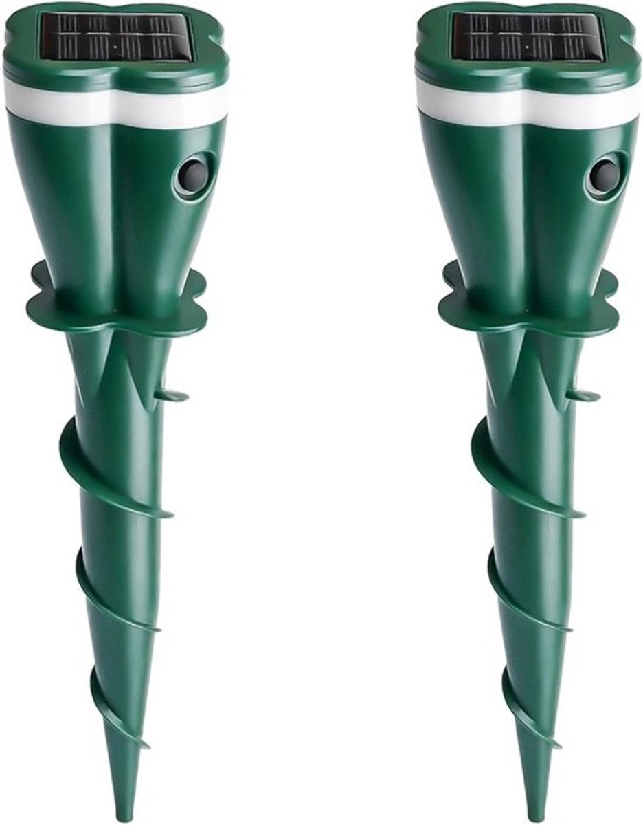 Ultrasone mollenverjager op zonne-energie - Waterdicht spiraaldesign voor tuin en buiten - 2 stuks