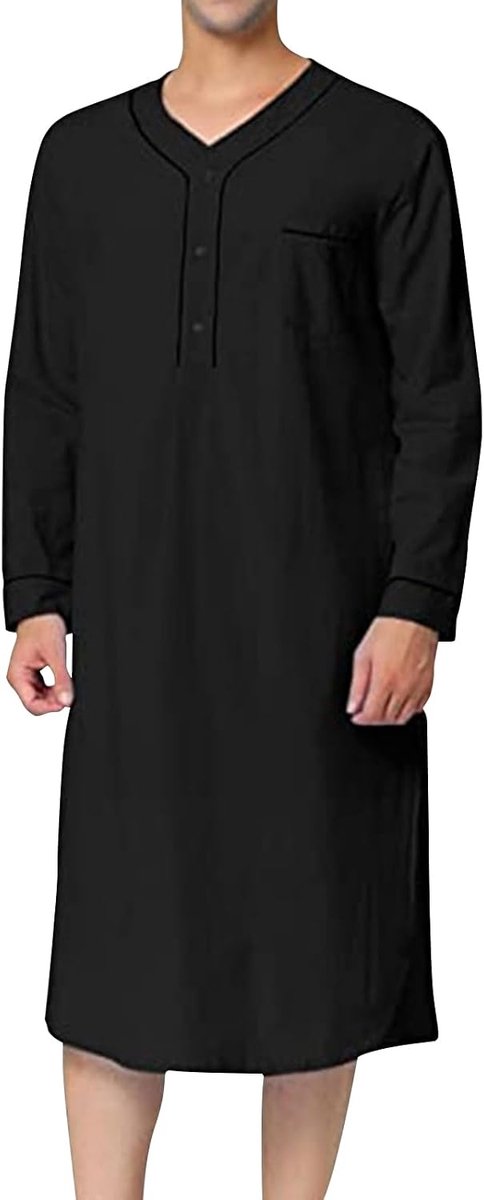 Slaapkleding ademende nachtjurk knielengte pyjama lange mouwen vrije tijd