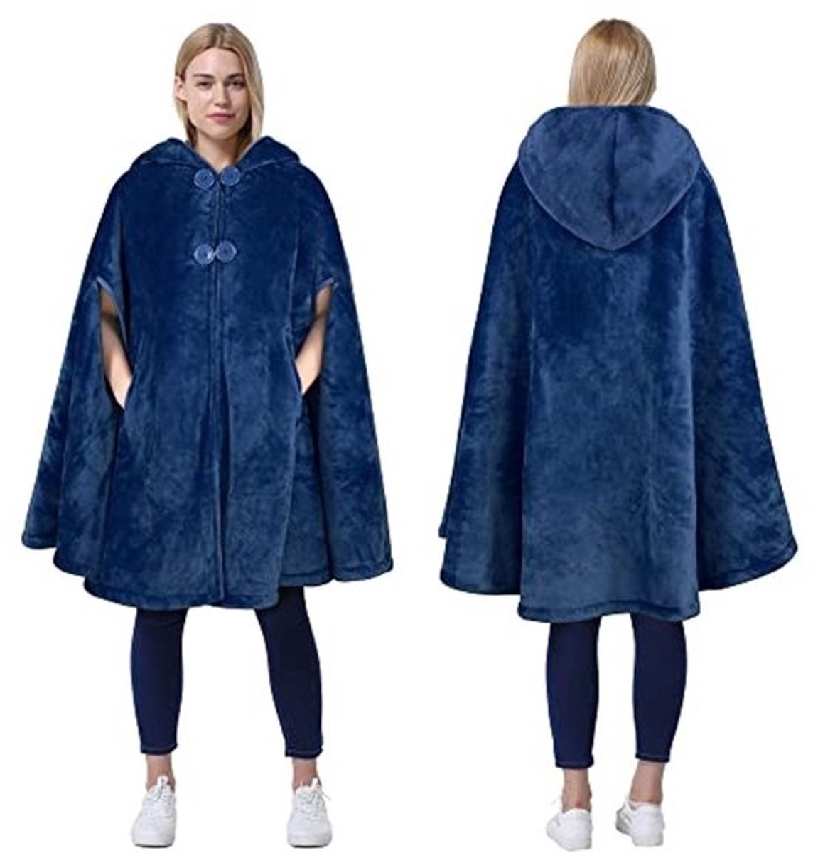 Dames Poncho Cape met Capuchon van Sherpa Fleece - Cuddle Deken - Perfecte Cadeau voor Kerst en Valentijn