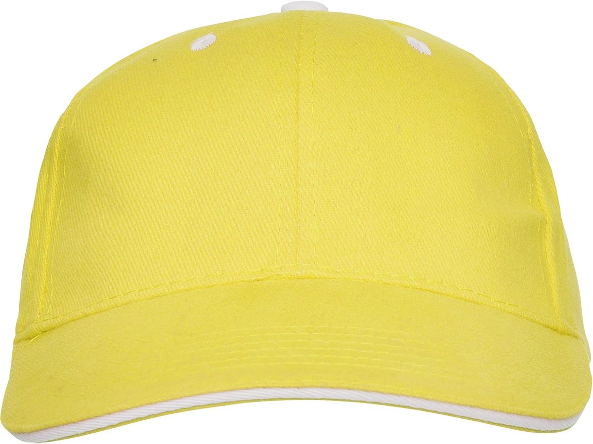 Honkbalpet voor kinderen, 100% katoen, voor meisjes en jongens, met ventilatiegaten en klittenbandsluiting, Geel, one size