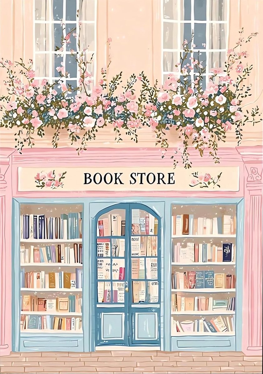 Boekhandel Diamond Painting, 5D Full Halfronde Drill Diamond Painting, met bloemen, boekhandel, motief voor volwassenen, doe-het-zelf diamantschilderij, knutselset voor wanddecoratie voor thuis