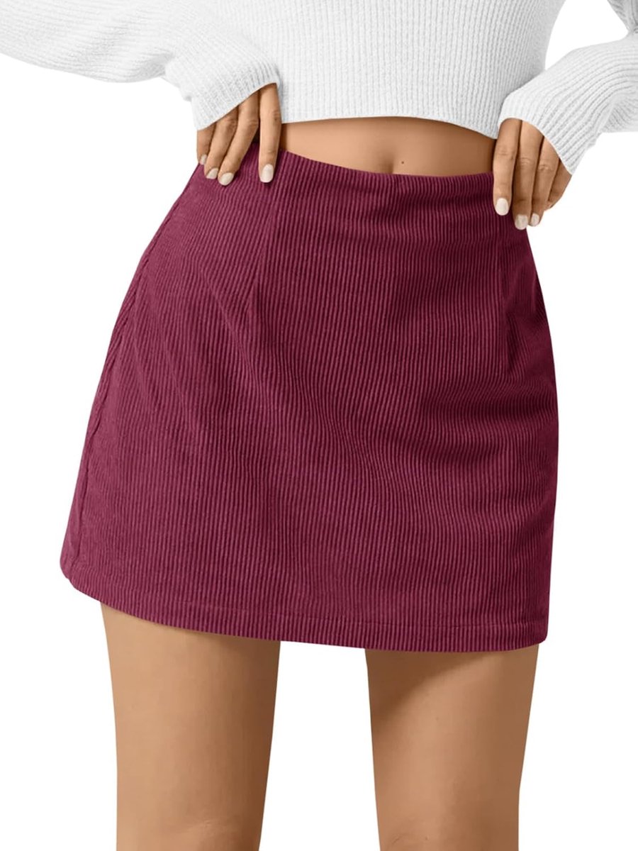 Corduroy minirok voor dames, A-lijn, hoge taille, korte rok, casual, basic cordrock
