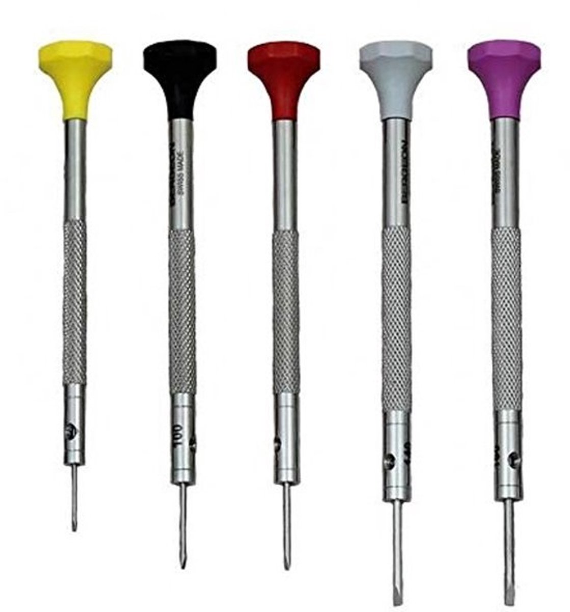 Horlogemakers Schroevendraaiers Set van 5 - Zeskantkop, Ergonomisch, Vervangbare Messen - 0.80, 1.0, 1.2, 1.4, 1.6mm