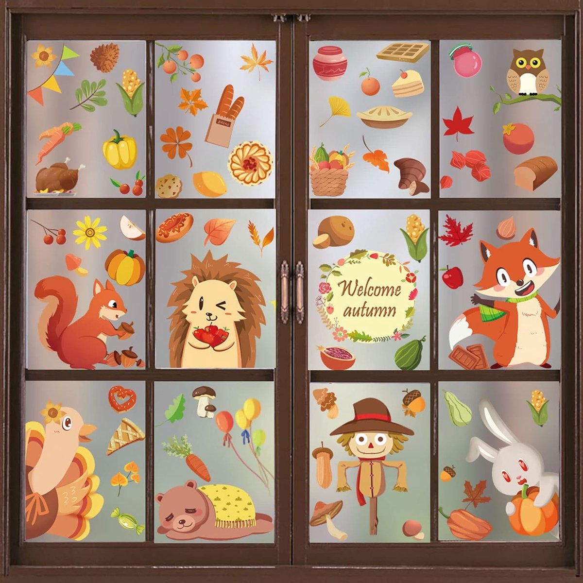 Raamstickers voor Oogstfeest en Lenteherfst - 9 Vellen Zelfklevende Decoratie voor Kinderkamer