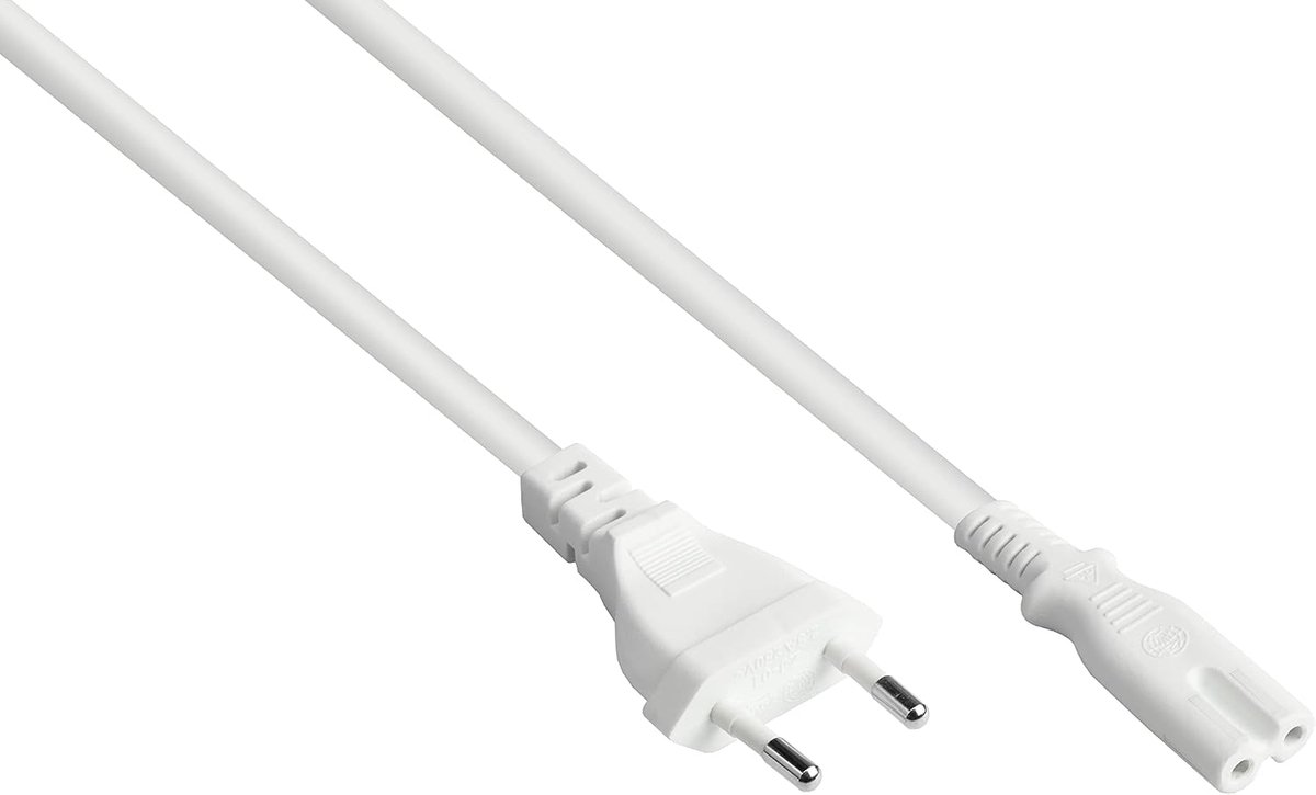 Connections EURO-netsnoer - 7,5 m - Eurostekker type C (recht) naar C7/Euro 8 bus (recht) - kopergeleider - 0,75 mm² - stroomkabel voor tv, console, radio, voeding, scheerapparaat en nog veel