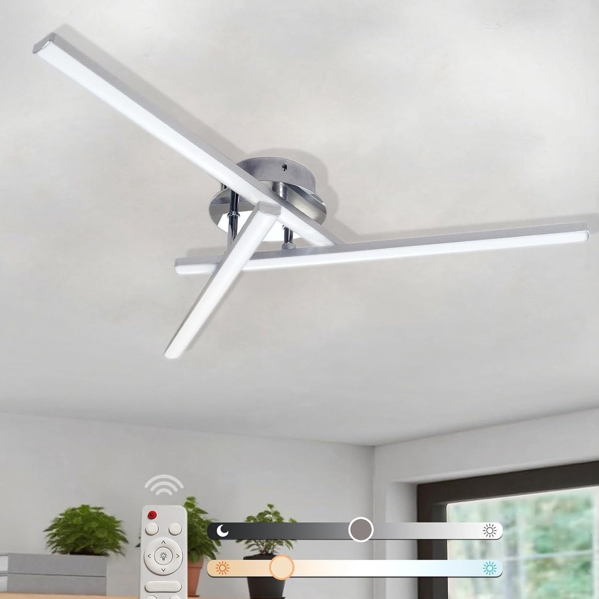 LED Plafondverlichting, 22W Dimbare Plafondlamp voor Slaapkamer met Afstandsbediening, 2200LM Moderne Lampen, LED Plafondlampen voor Woonkamer Keuken en Gang