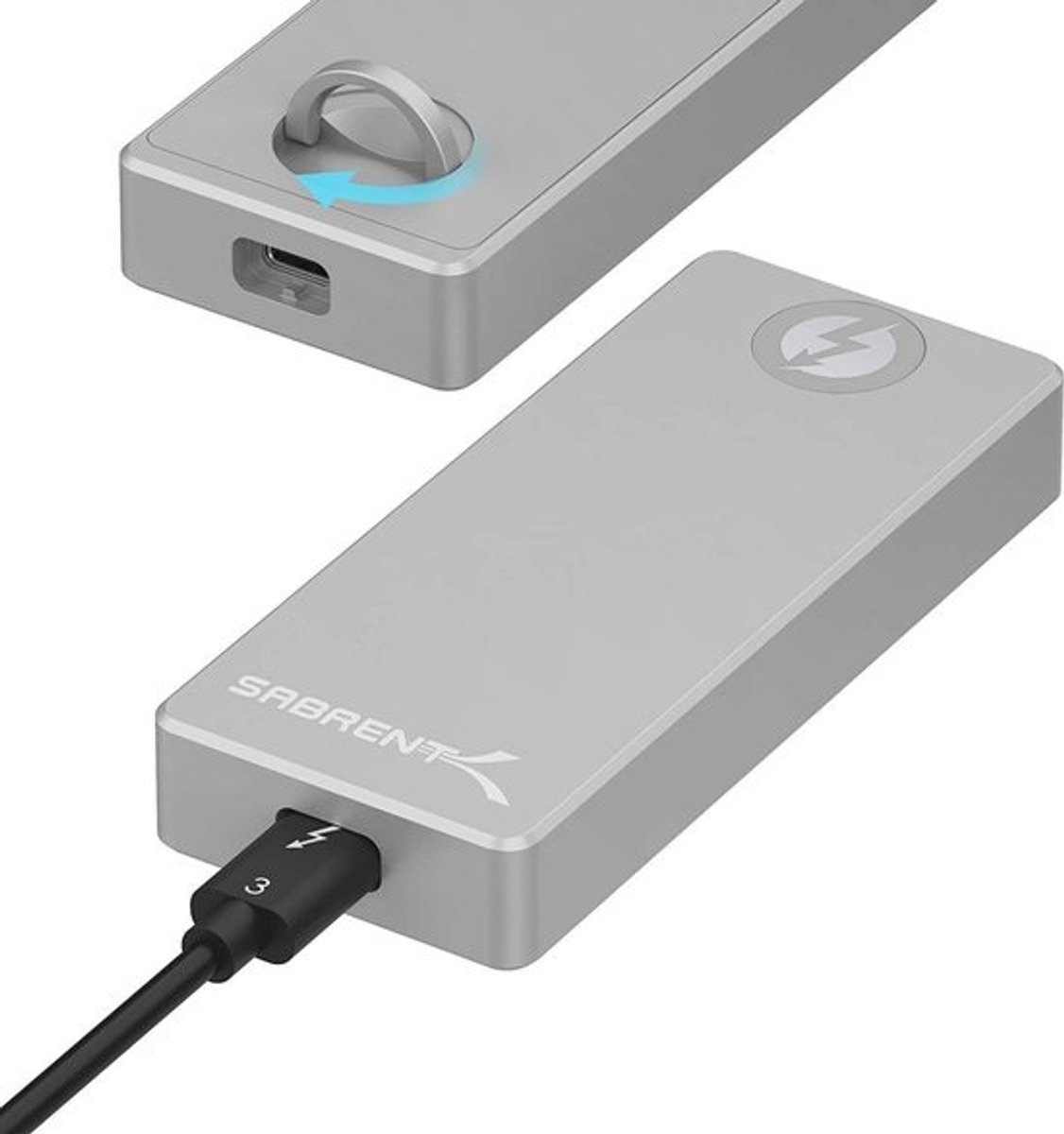 Gecertificeerde Thunderbolt 3 M.2 NVMe SSD behuizing van massief aluminium zonder gereedschap