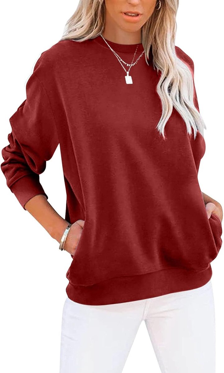 Sweatshirt Dames T-shirts Lange Mouw Ronde Hals Tops Basic Shirt Dames Tees Losse Fit Casual Comfortabel Bovendeel