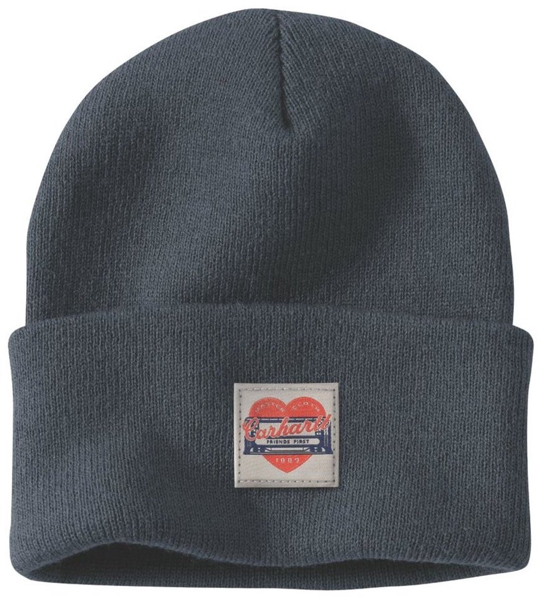 Carhartt Dames Knit -muts met hartjespatch 107409 Blauw