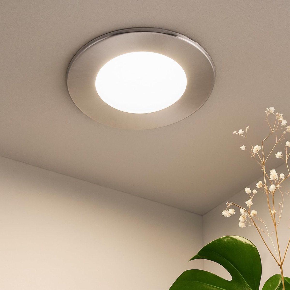 Volledig metalen inbouwspot, G4, 12V, met glazen afdekking, inbouwdiameter 60 mm
