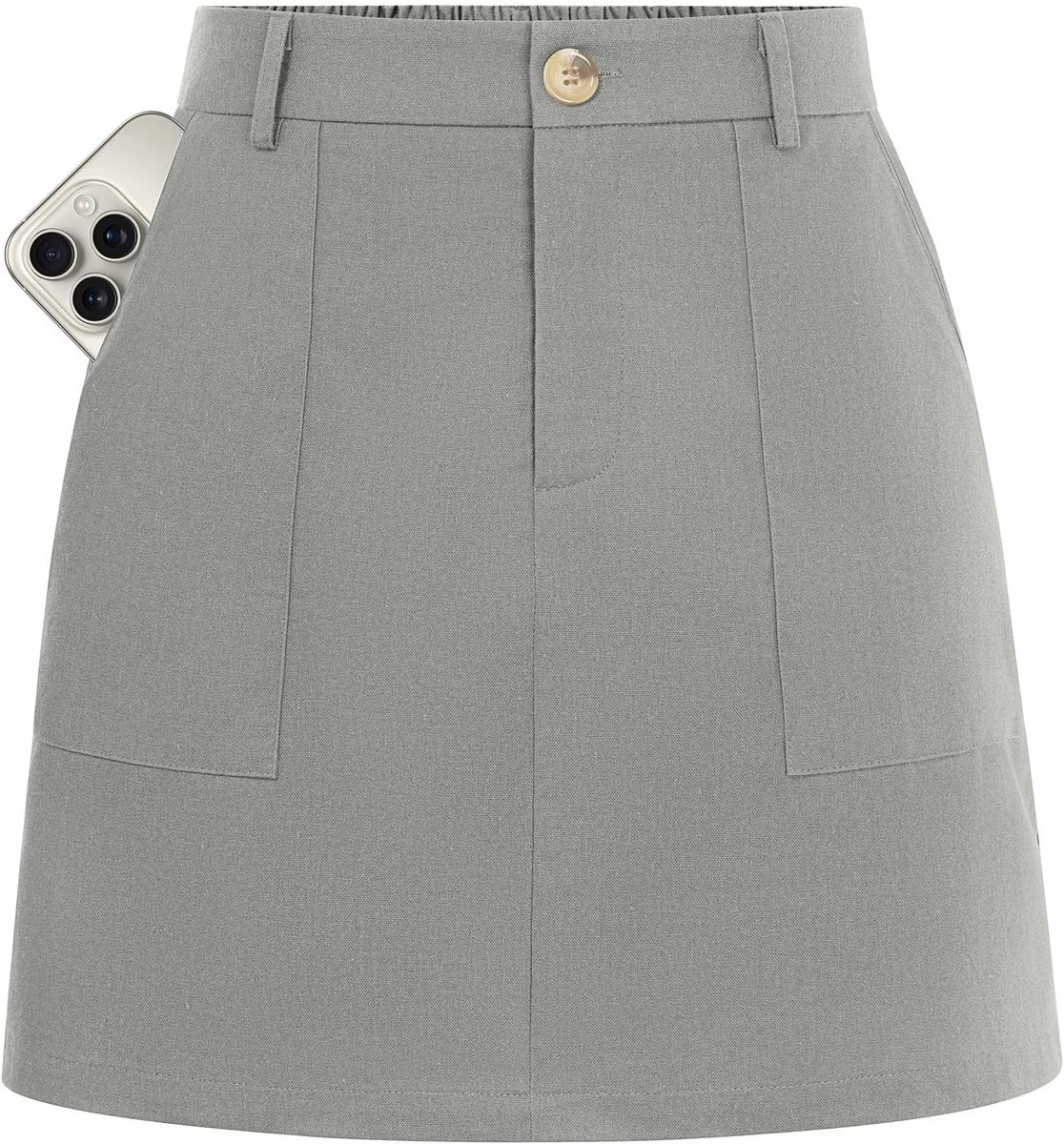 Kasin Linnen zomerminirok voor dames, hoge elastische taille, wikkelrok, casual, korte rok met zak