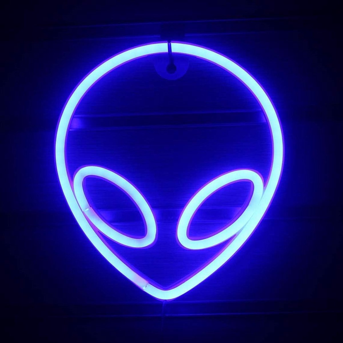 Alien neonborden, led-buitenaardse nachtverlichting voor kindercadeau, verjaardagsfeestje, Kerstmis, spel kantoor muurkunst decoratie bord feestlevering geschenk-blauw