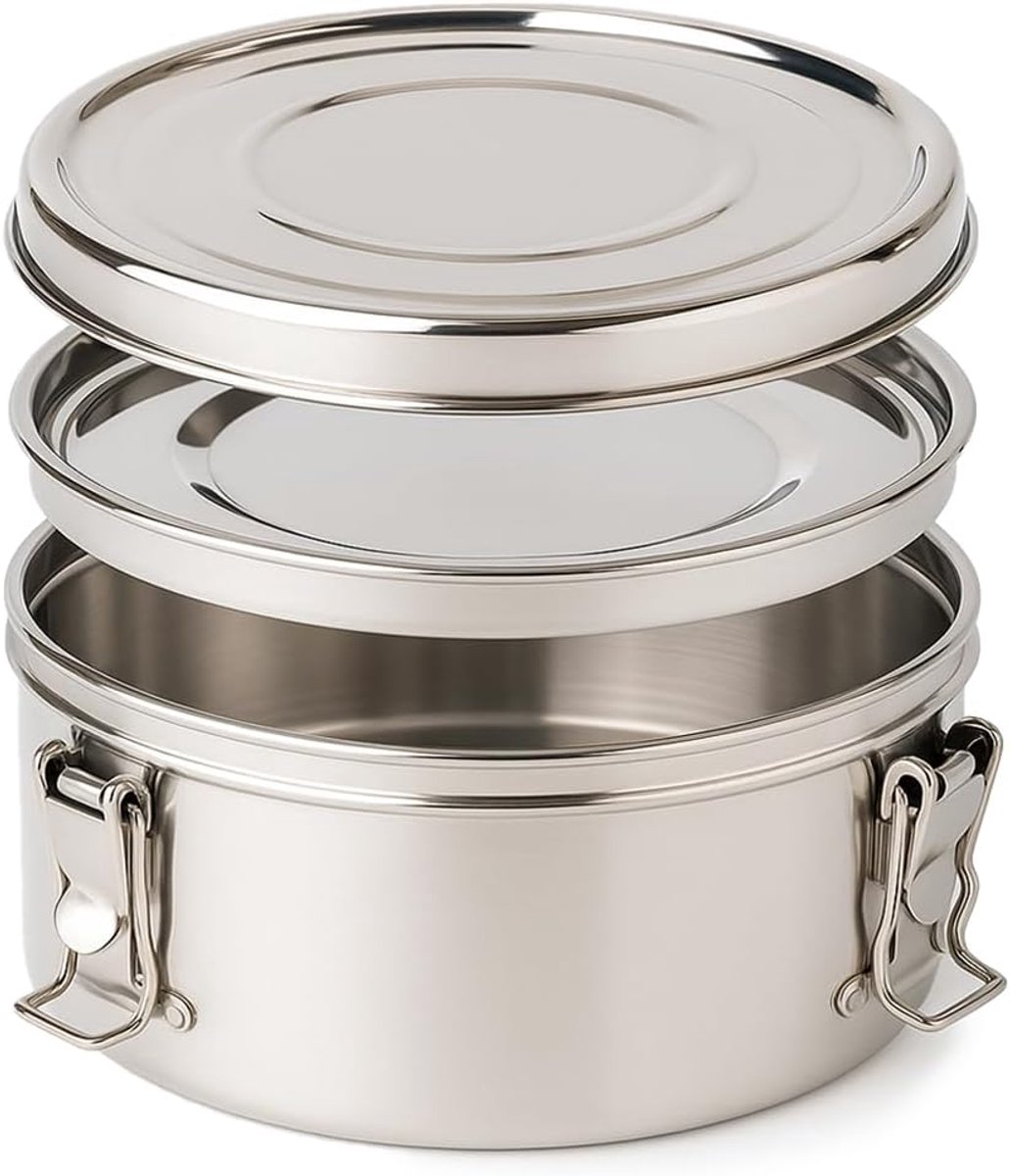 Lunch Box 2 Borden - Roestvrij Staal - 18 cm - Zilver