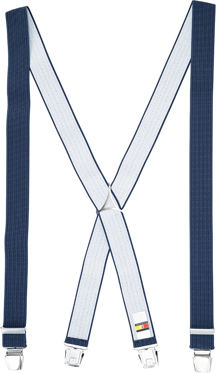LINDENMANN heren bretels met extra sterke clips X-vorm - blauw dessin