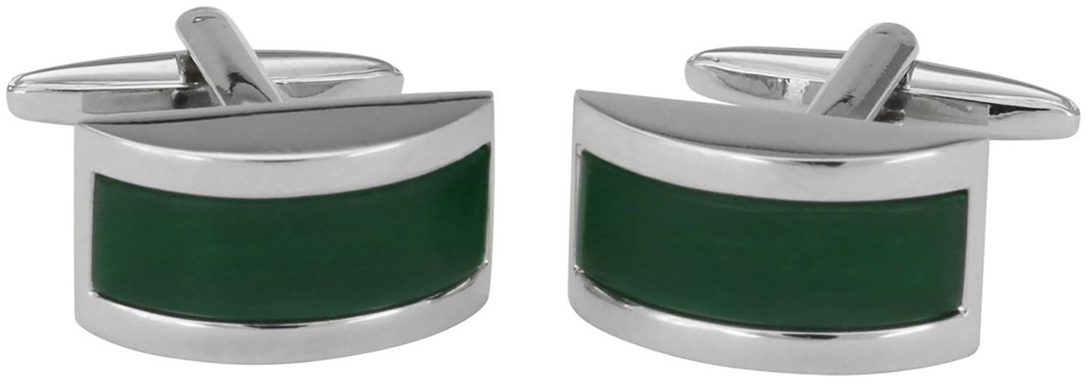 LINDENMANN heren manchetknopen cats-eye - zilverkleurig