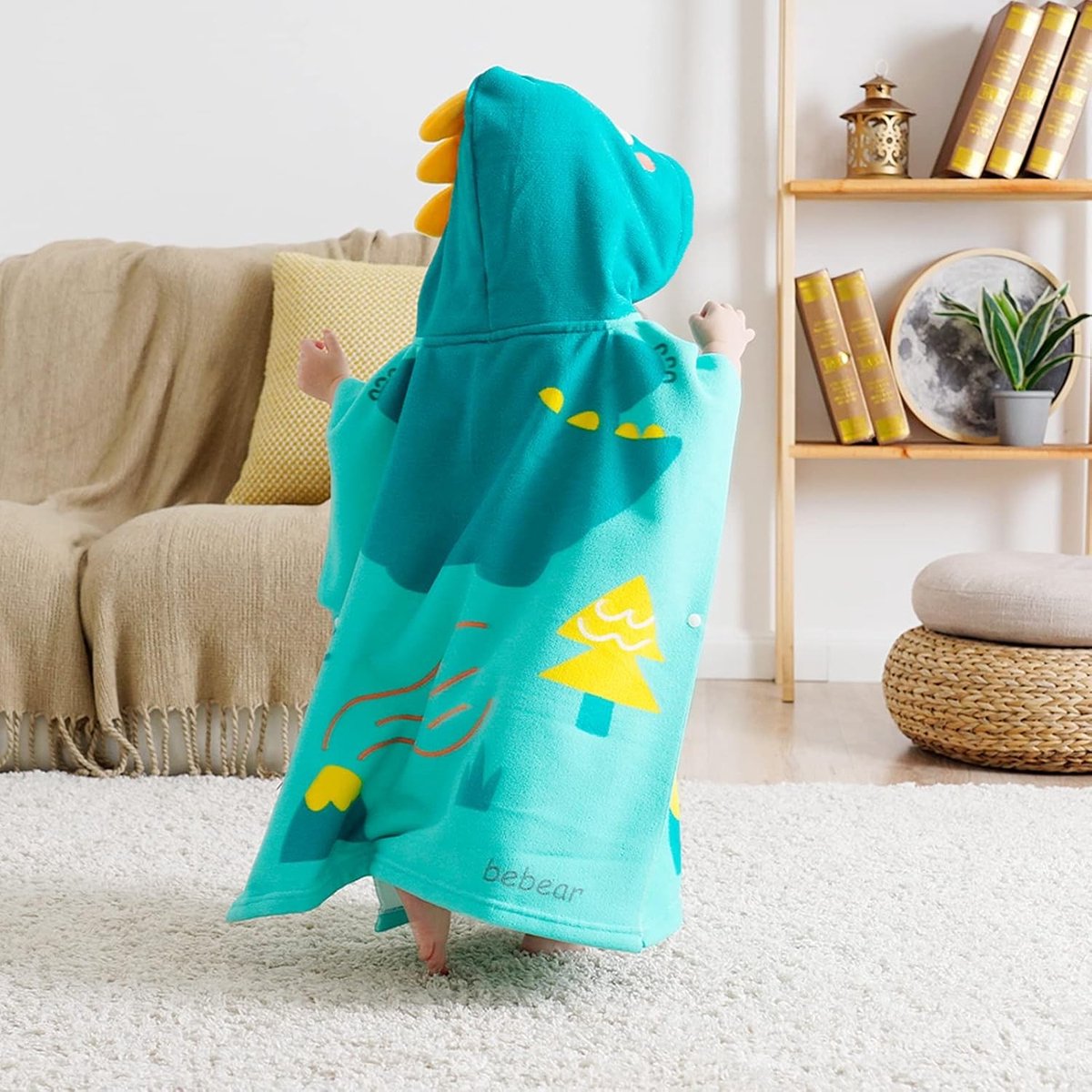 Badcape baby - Groen - 25 x 23 inch - Absorberende katoenen handdoek met capuchon - Voor baby's 0-6 jaar