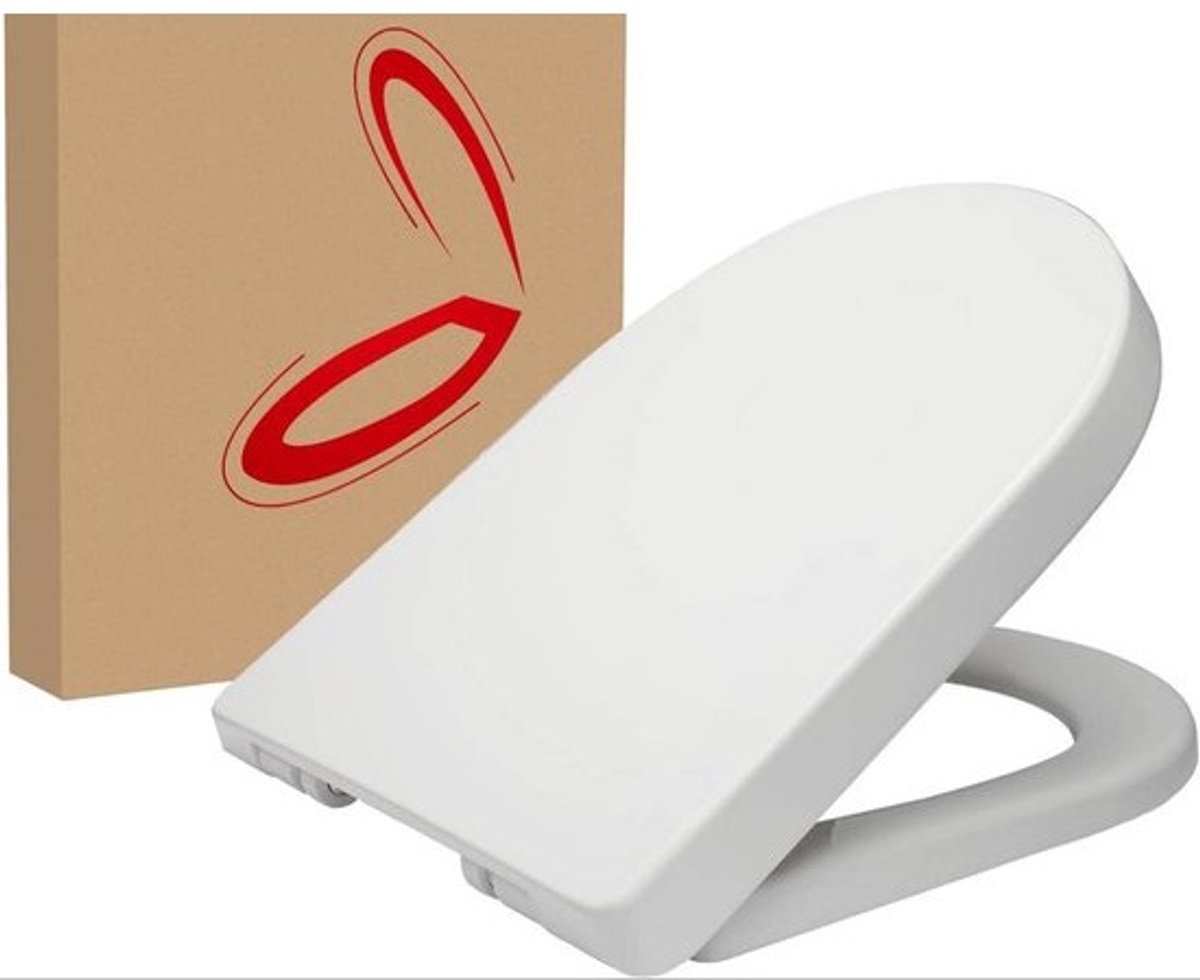 Soft Close Toiletdeksel - D-vorm Badkamerstoel - Quick Release-functie - Antibacteriële bescherming - 41-46cm x 36cm - Wit